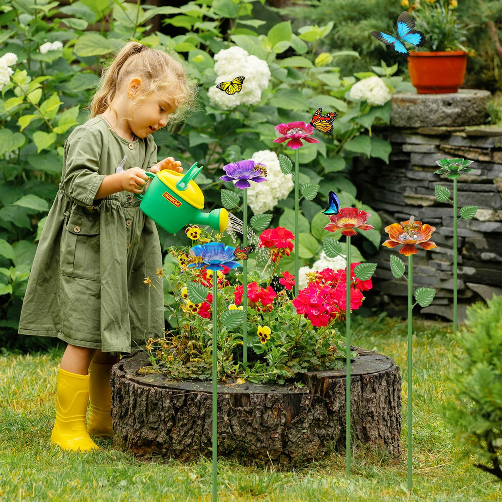 Retyion assembled stations at varied heights creating layered garden focal points