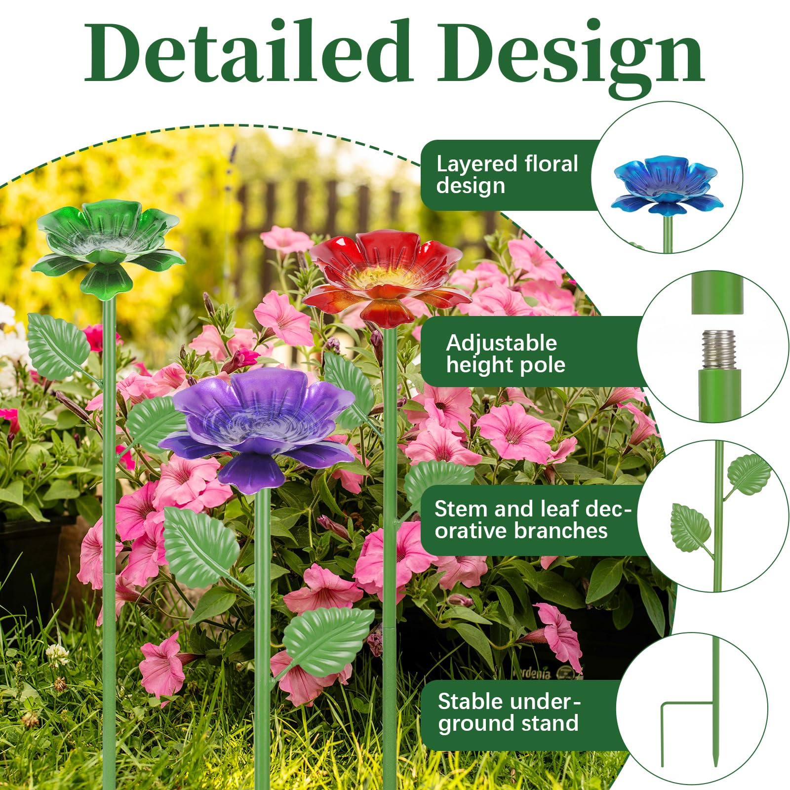 Retyion watering stations placed among plants to attract bees and brighten beds