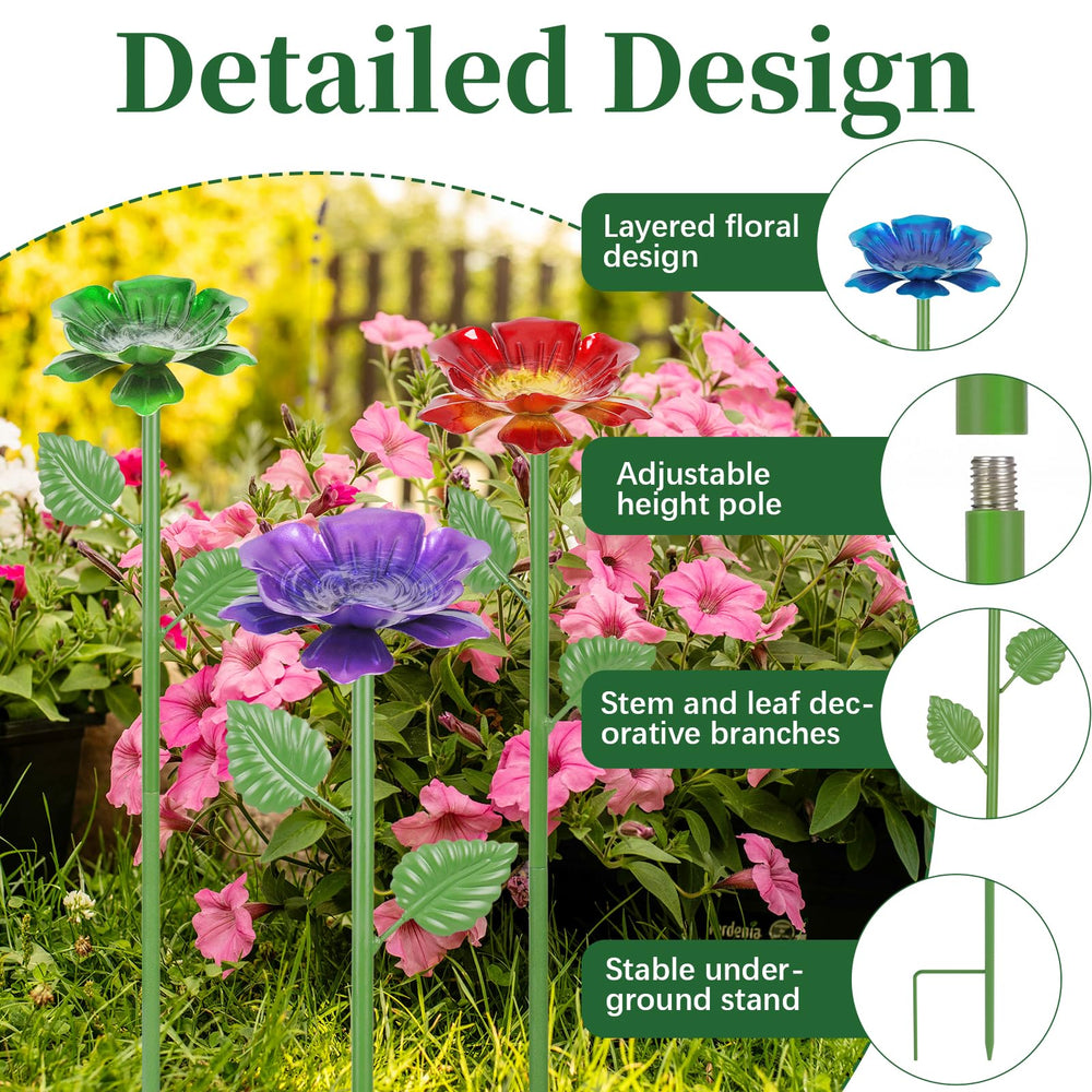 Retyion watering stations placed among plants to attract bees and brighten beds