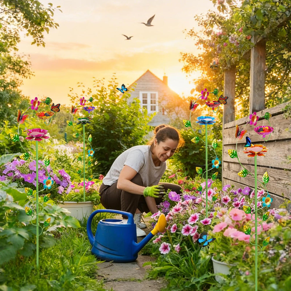 Retyion set of four stakes across a garden offering broader pollinator coverage