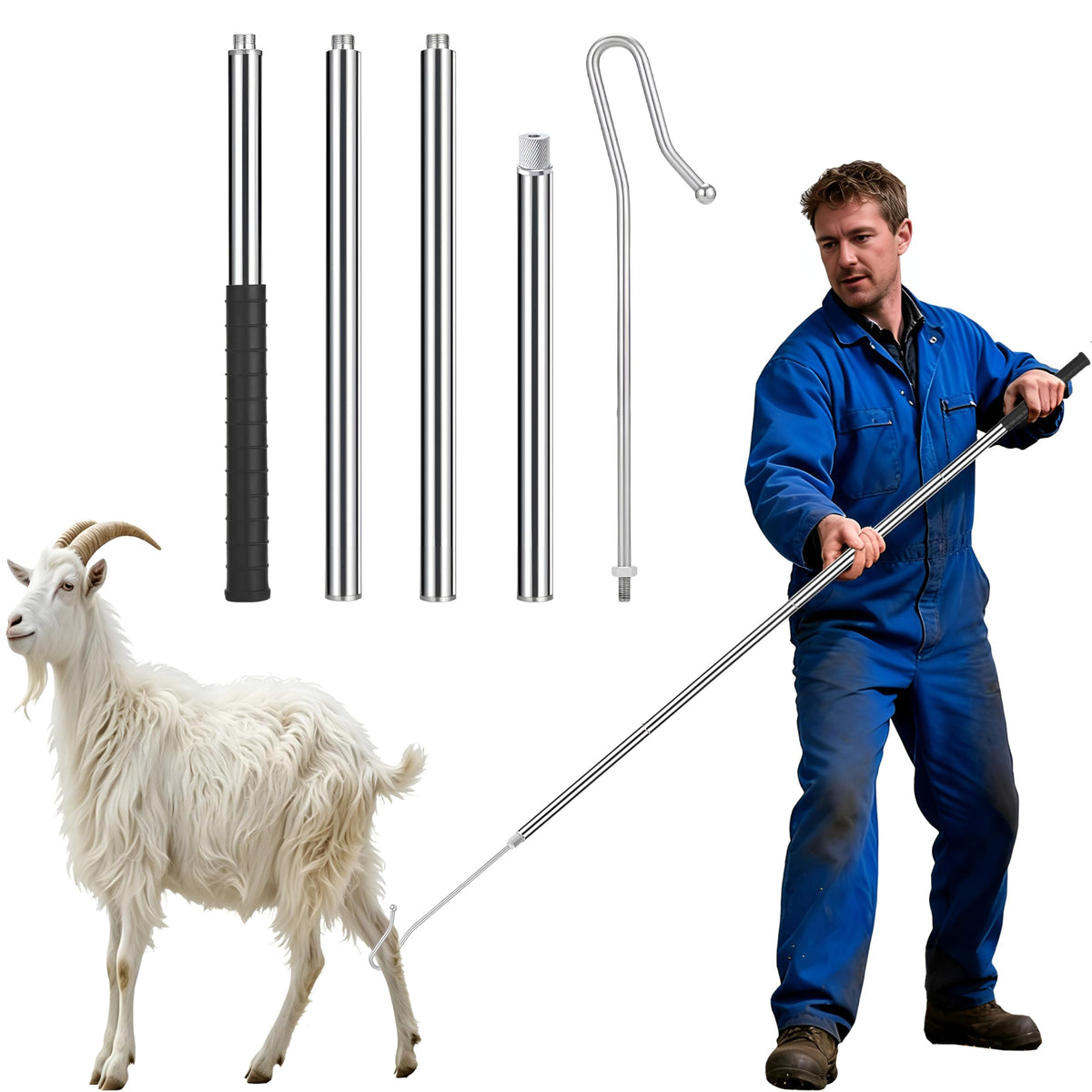 ReuVibk full assembled catcher hook showing reach and benefit of quick handling