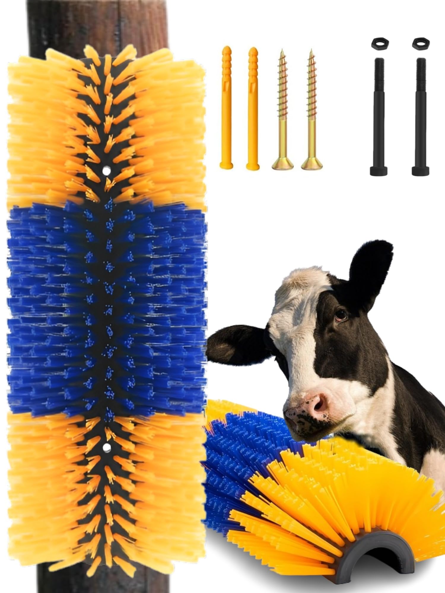 REVAXUP front view of livestock scratching brush showing full board and bristles benefit grooming