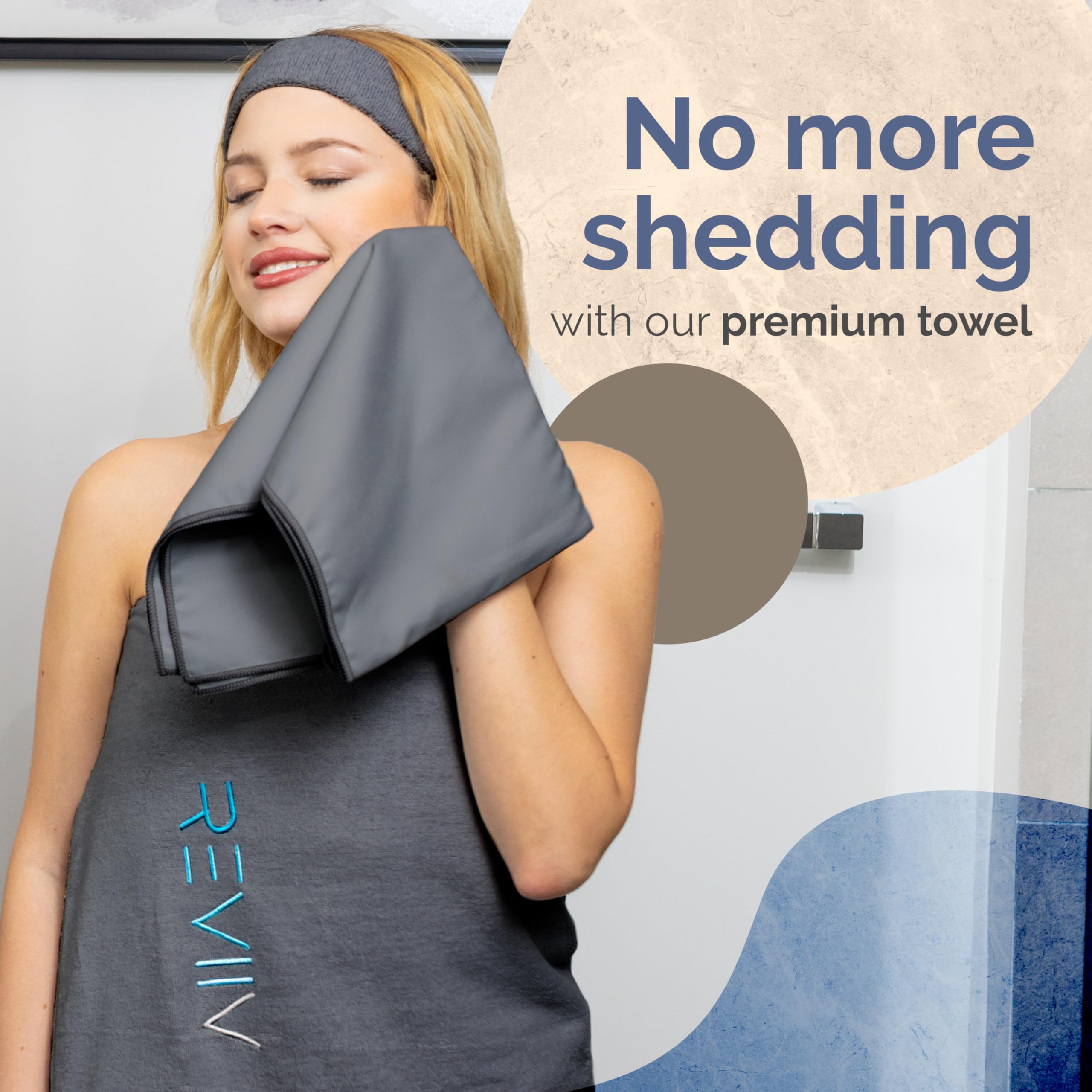 REVIIV lifestyle scene of user relaxing in blanket with insert showing spa-like comfort