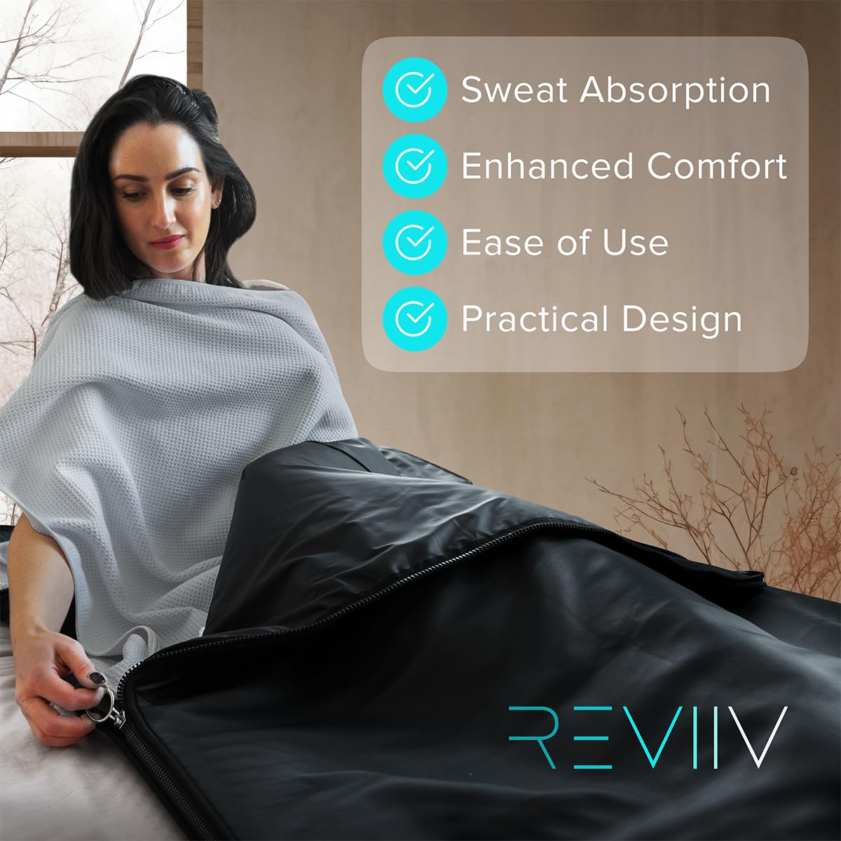 REVIIV two towels stacked to show included pack and rotation benefit