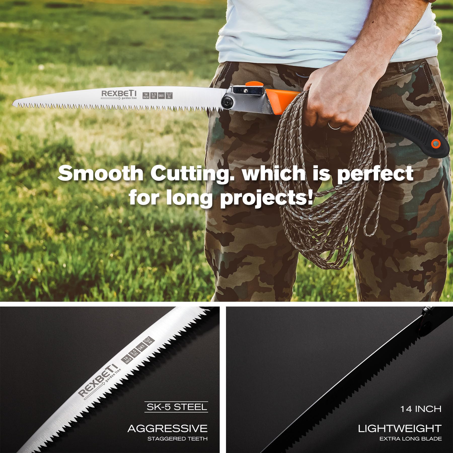 REXBETI folded saw compact profile for easy transport