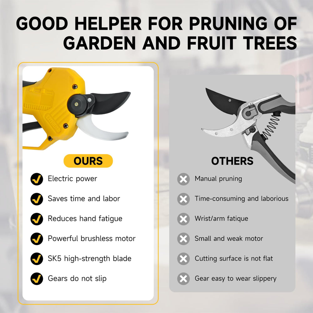 RexLeLXB in-use pruning on an orchard branch to speed garden work