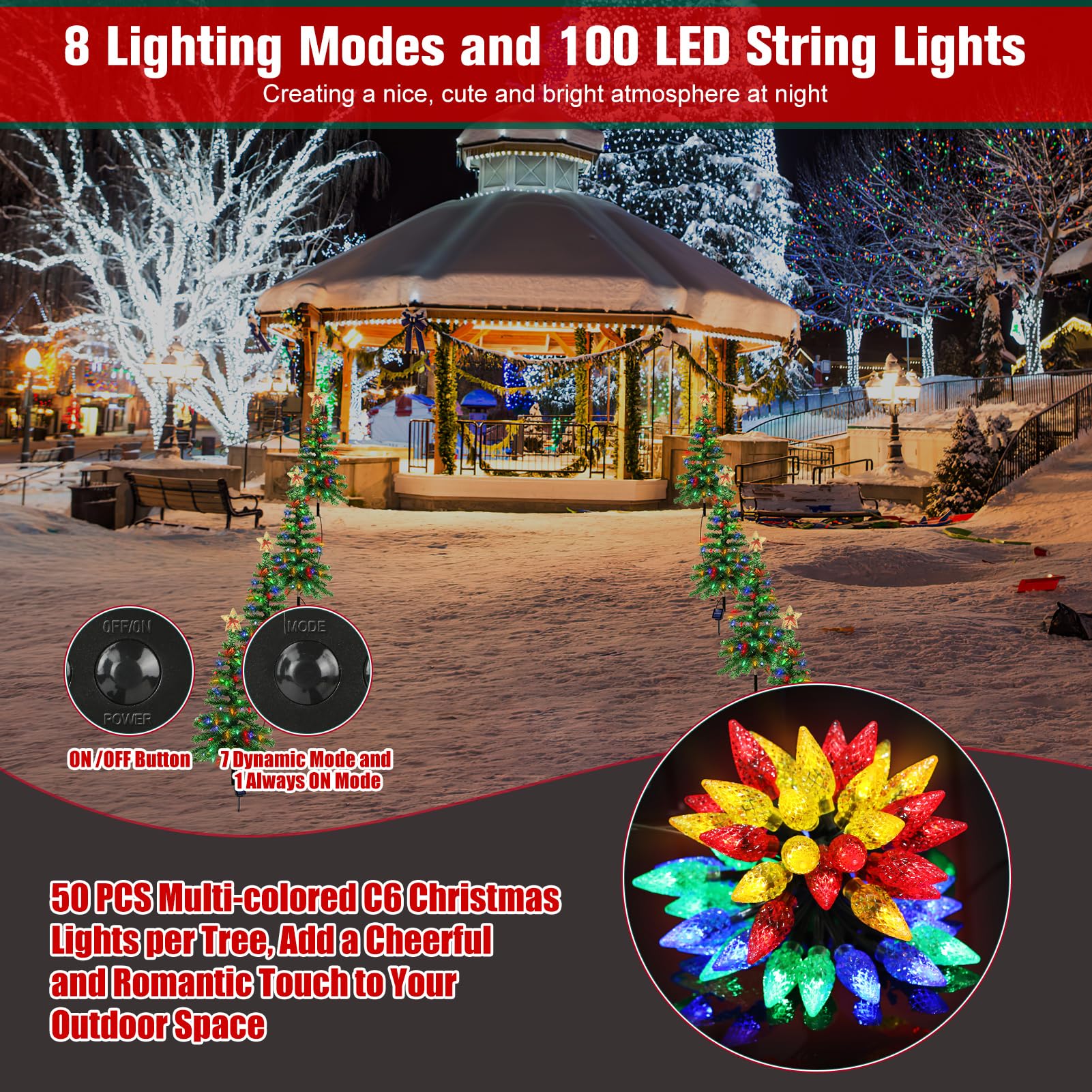 ReyeeInc nighttime garden scene with lit trees creating festive atmosphere benefit