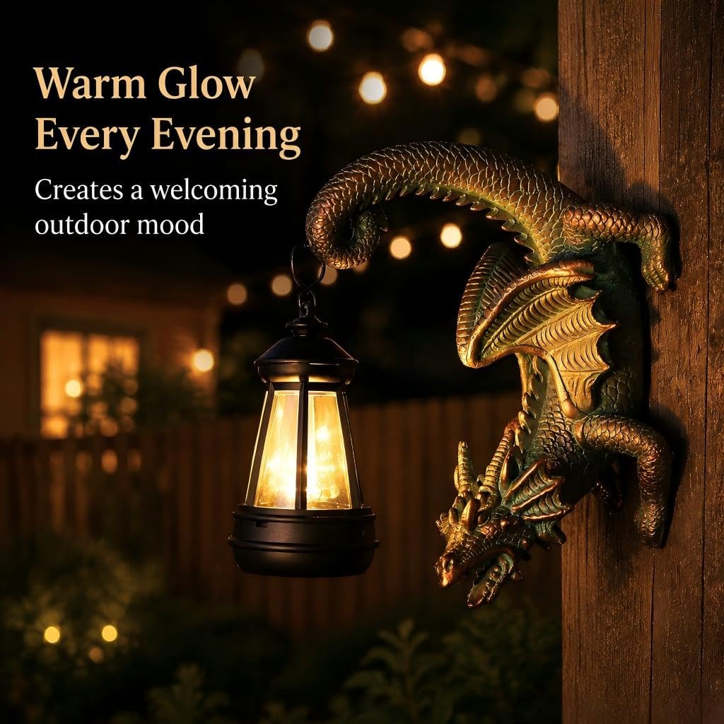 REYISO dragon in a fairy garden styled scene enhancing whimsical outdoor décor