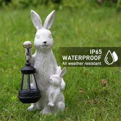 REYISO side profile of rabbit in garden demonstrating waterproof resin and charm