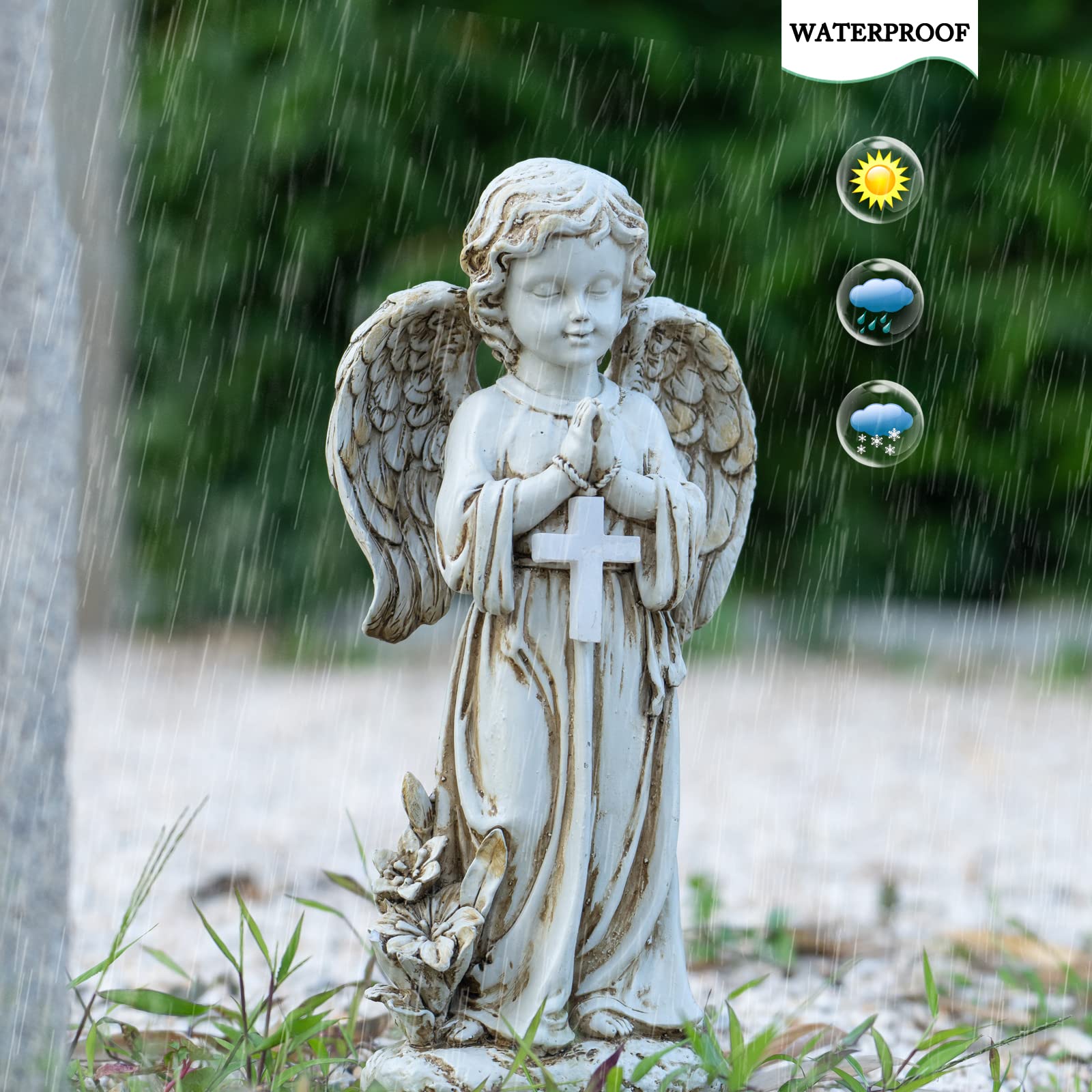 rezpuao angel glowing at night to provide soft memorial illumination