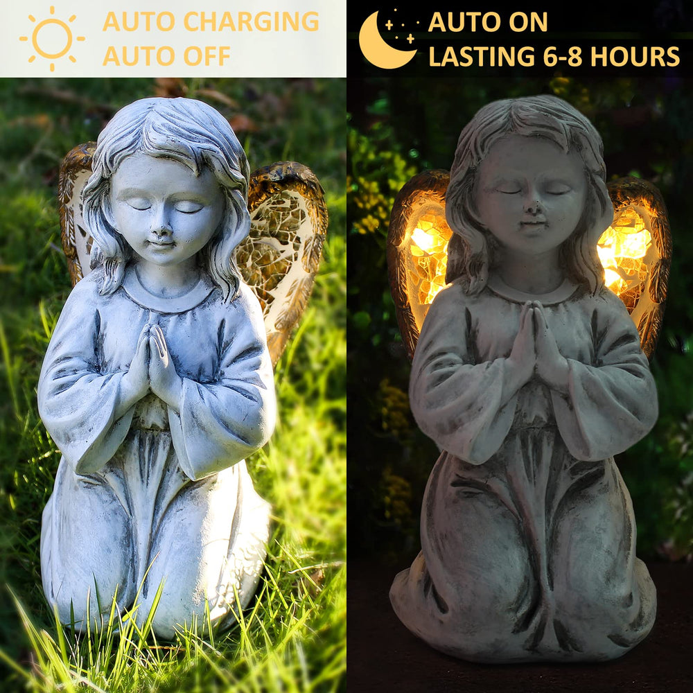 Rezpuao statue placed in flowerbed offering garden focal point and charm