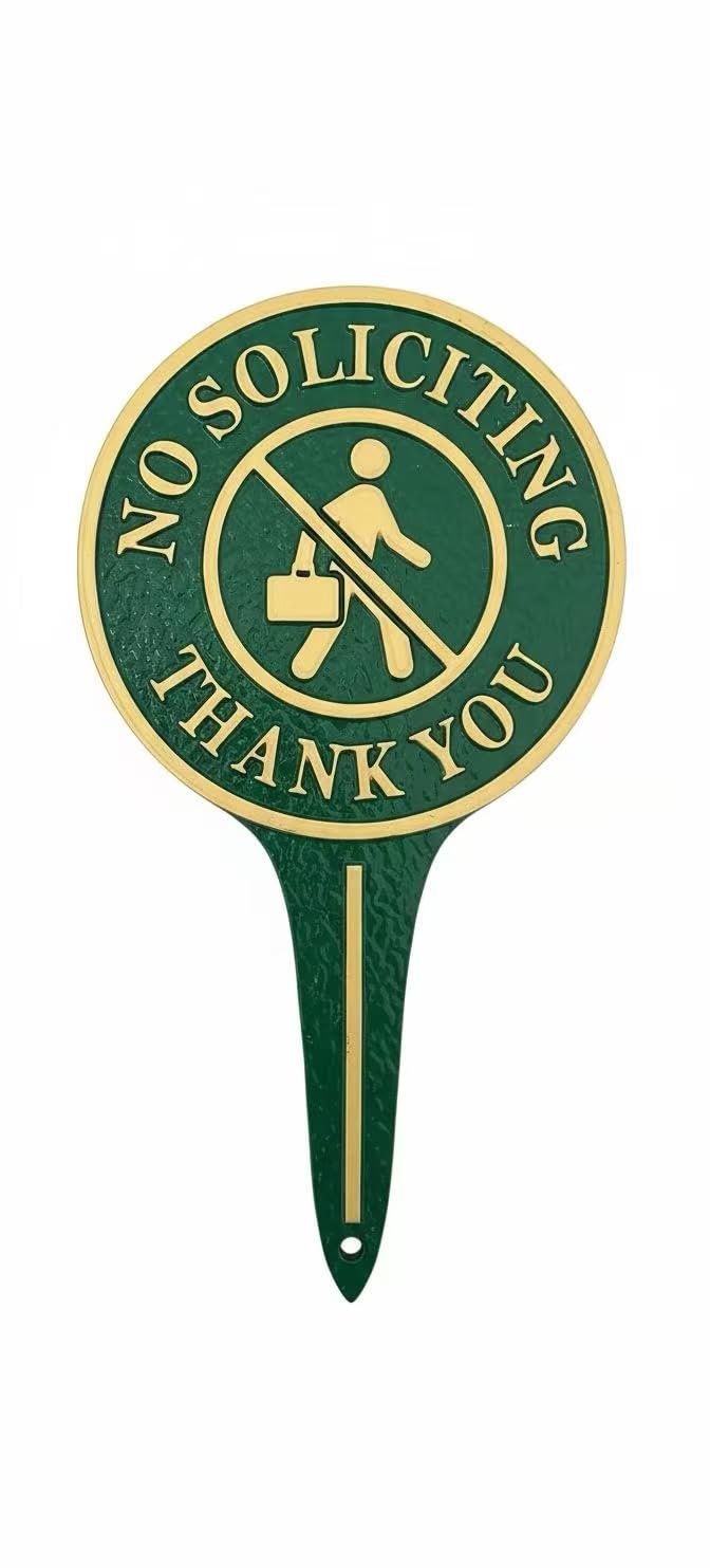 RFNFBNACS front view yard sign showing clear no soliciting message and polite curb appeal