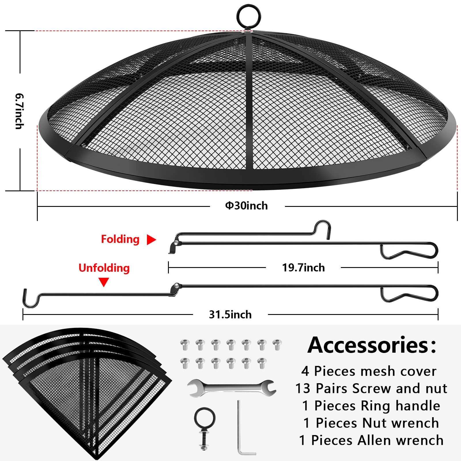 RGJ close-up of tight mesh and 12 support rods protecting against sparks
