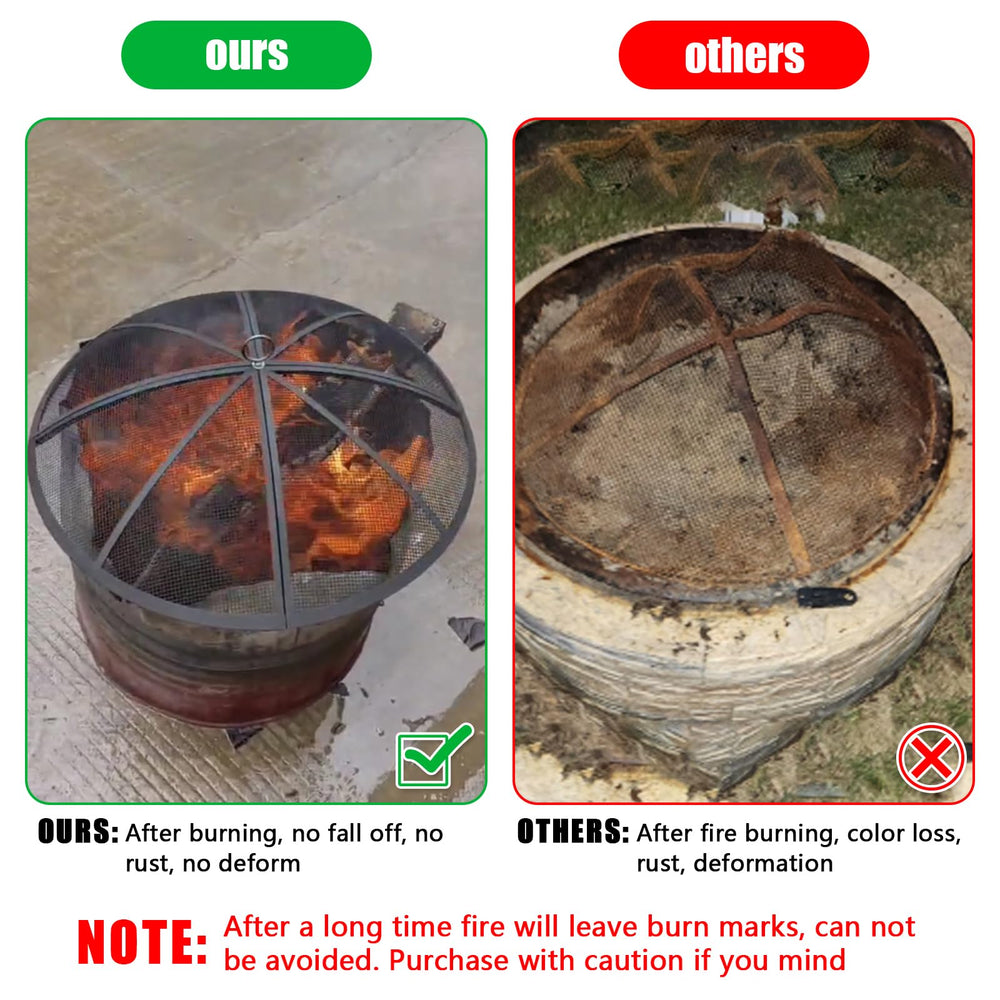 RGJ fire pit screen disassembled into four pieces for compact packing