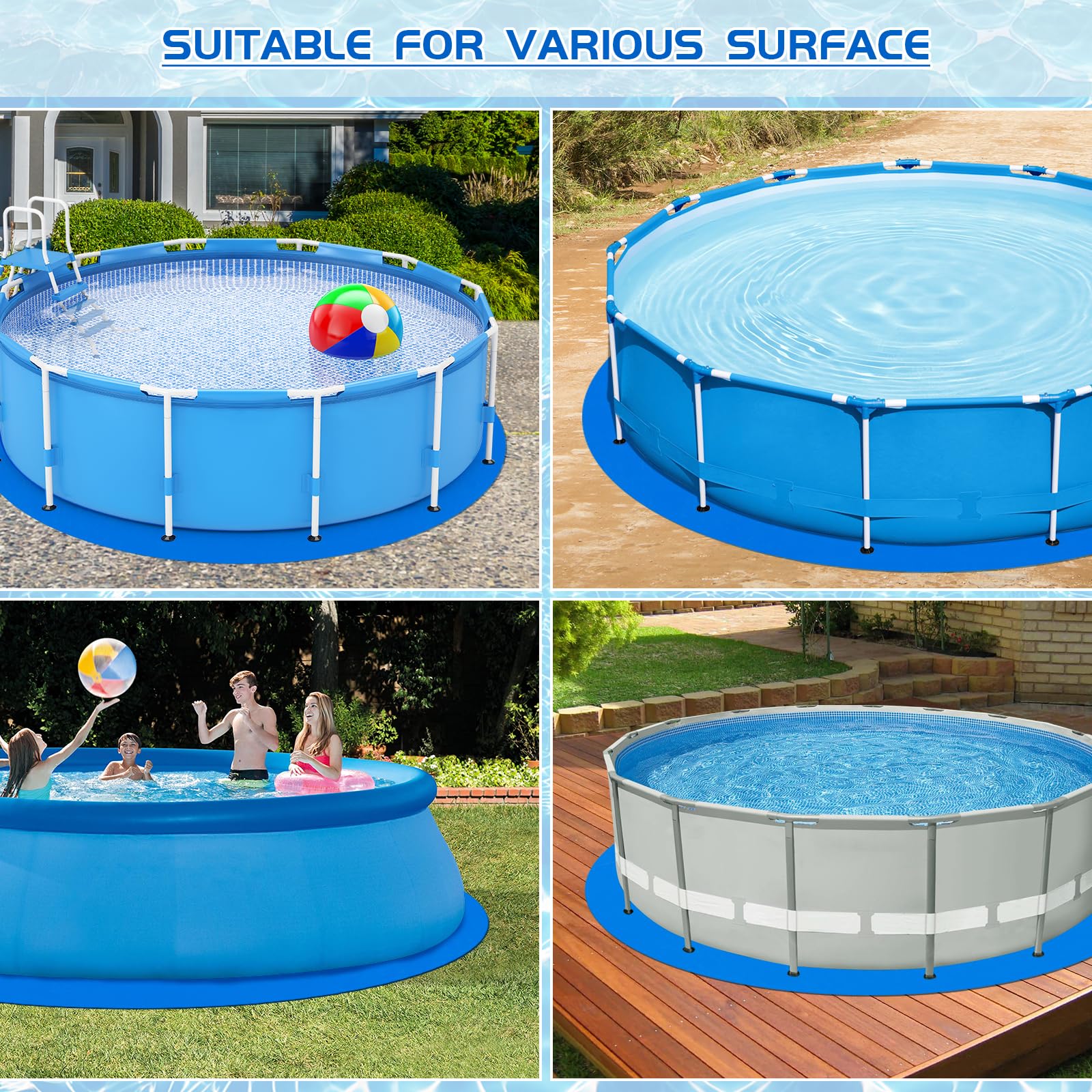 RGJ tarp placed under round pool protecting liner from ground debris