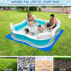 RGJ tarp placed under above-ground pool protecting liner benefit
