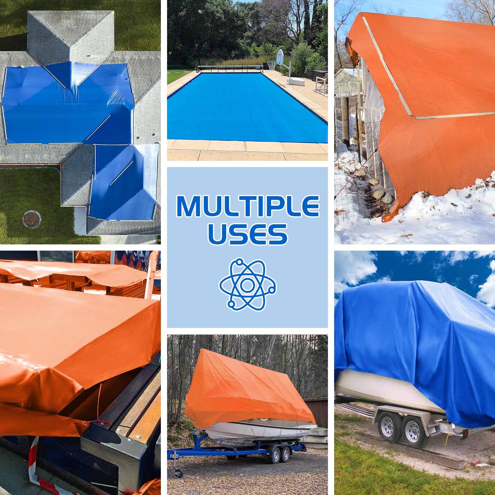 RGJ tarp in backyard pool setting demonstrating easy protection benefit