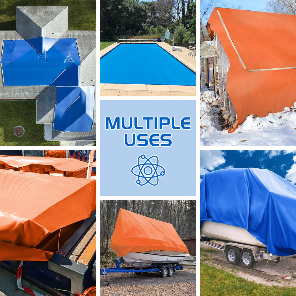 RGJ tarp in backyard pool setting demonstrating easy protection benefit
