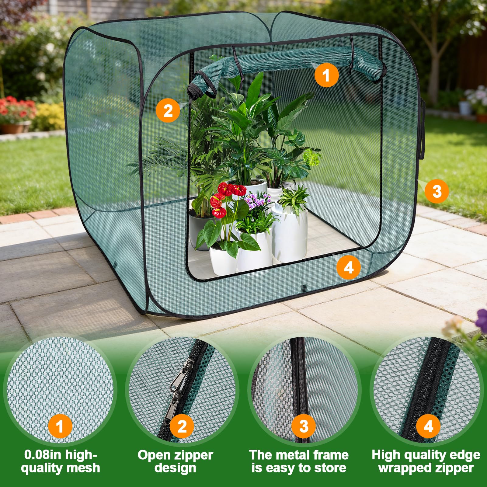 rgqsun frame detail highlighting flexible fiberglass poles for durability