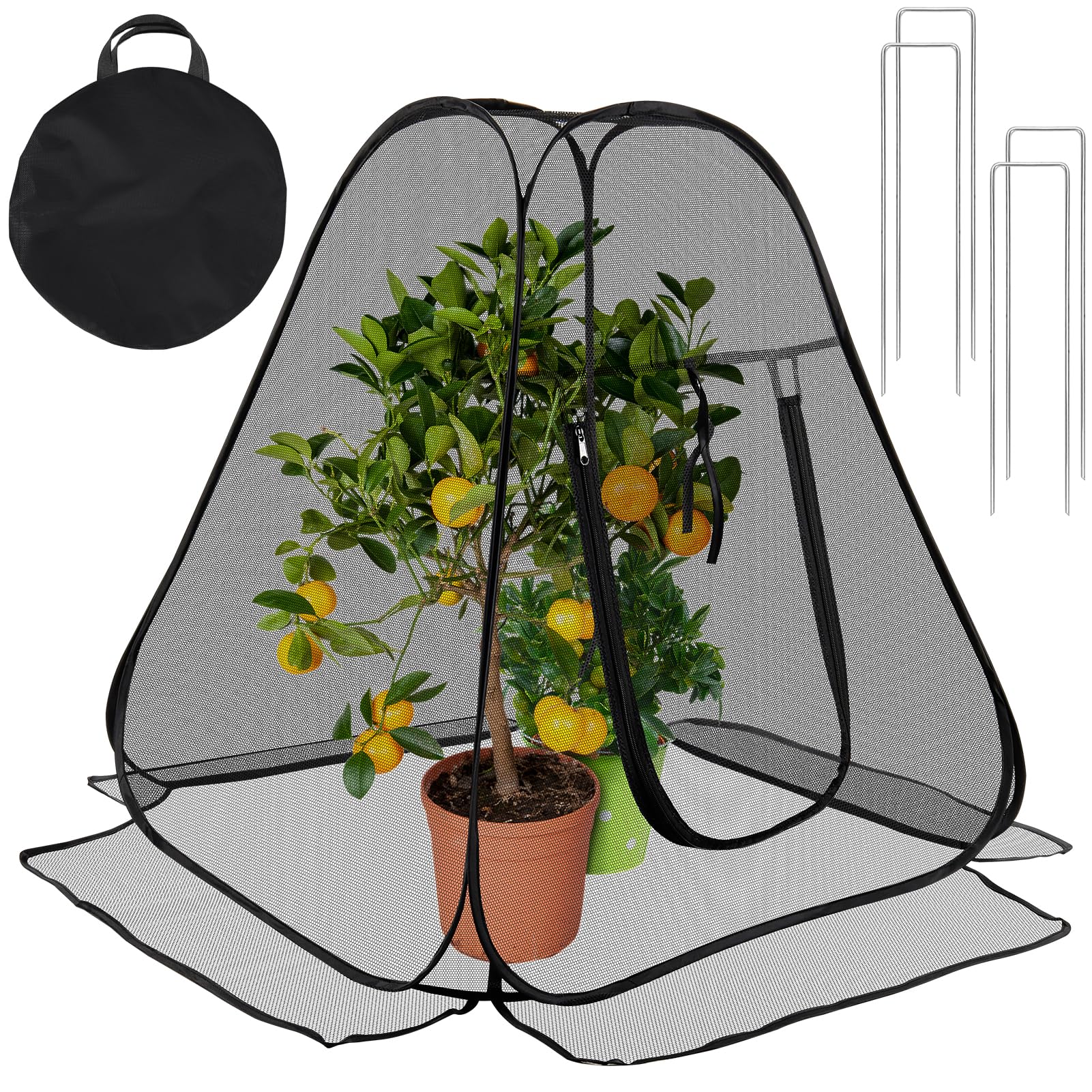 RGQSUN front view showing two pop-up covers protecting plants and saving time