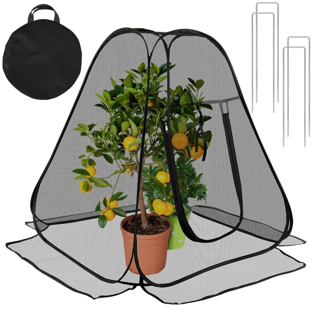 RGQSUN front view showing two pop-up covers protecting plants and saving time