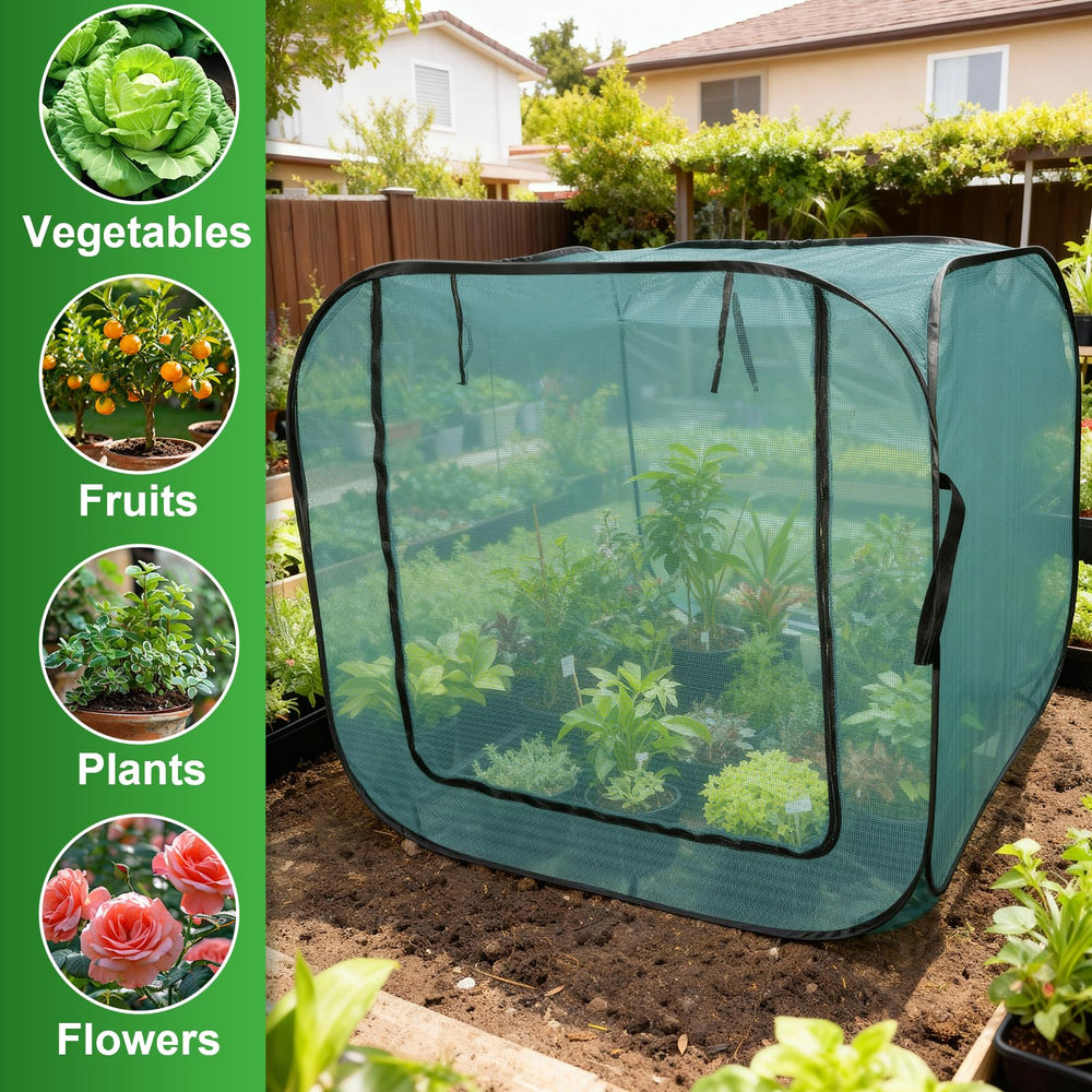 rgqsun installed over raised bed demonstrating garden protection in use