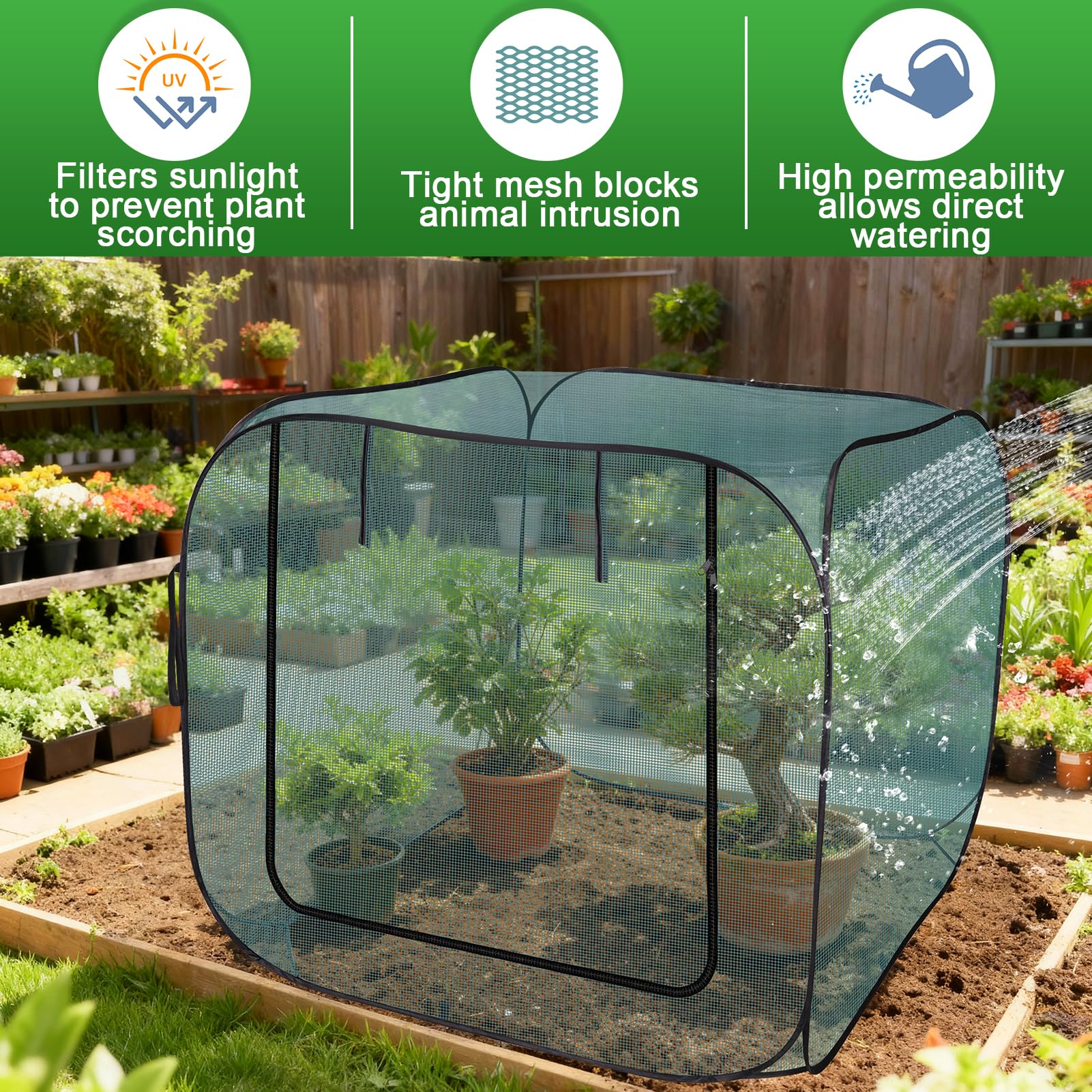 rgqsun inside view with plants to show roomy 47x47x43in growing space
