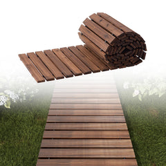 RHINEINMIST front view of unrolled wooden pathway showing neat boards and curb appeal