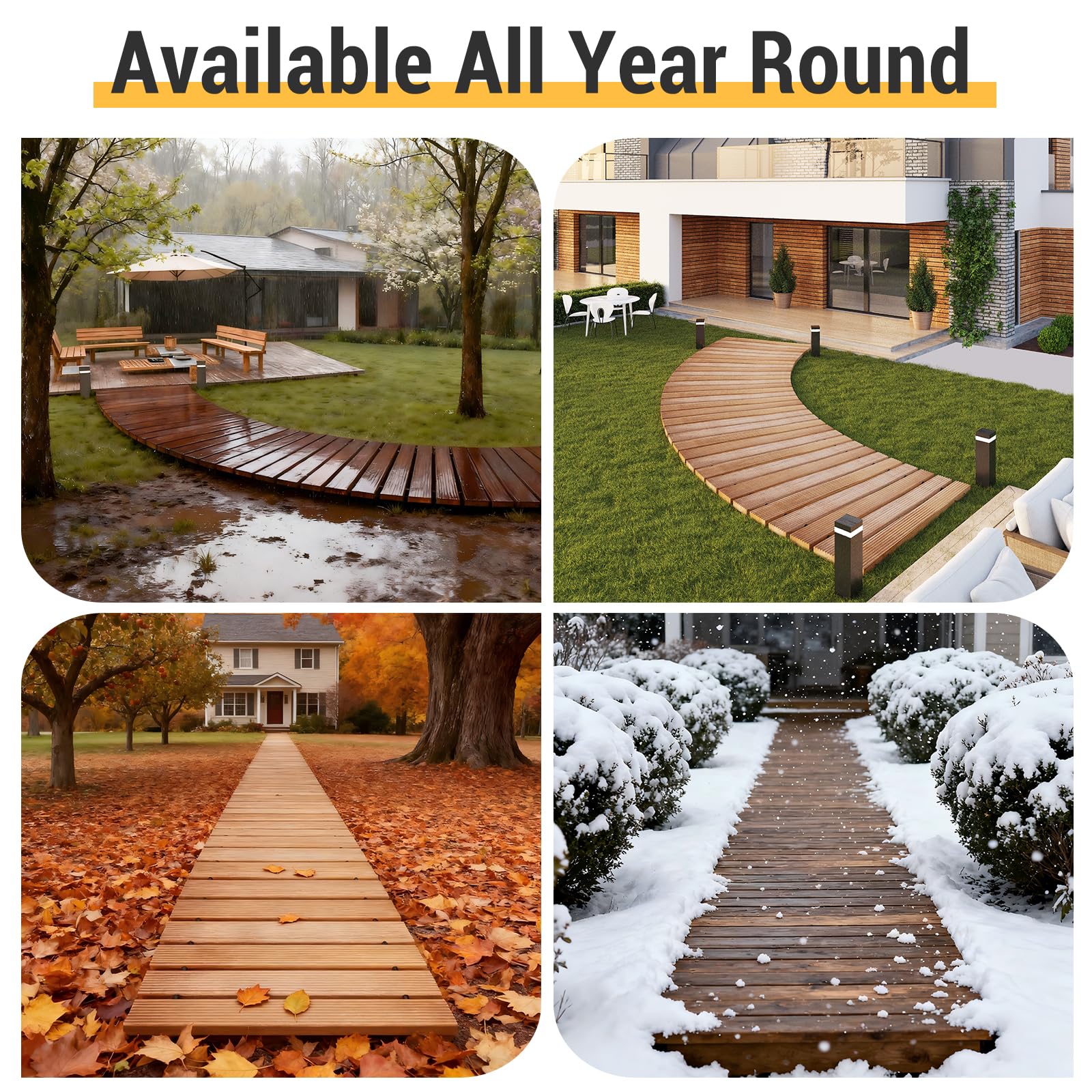 RHINEINMIST wooden walkway laid across a backyard keeping shoes clean and dry