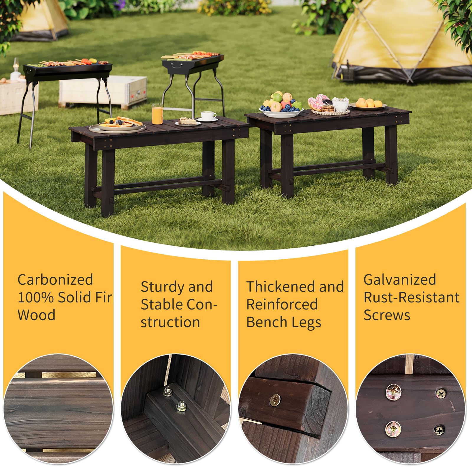 RHINEINMIST bench staged on patio showing weatherproof use and cozy seating