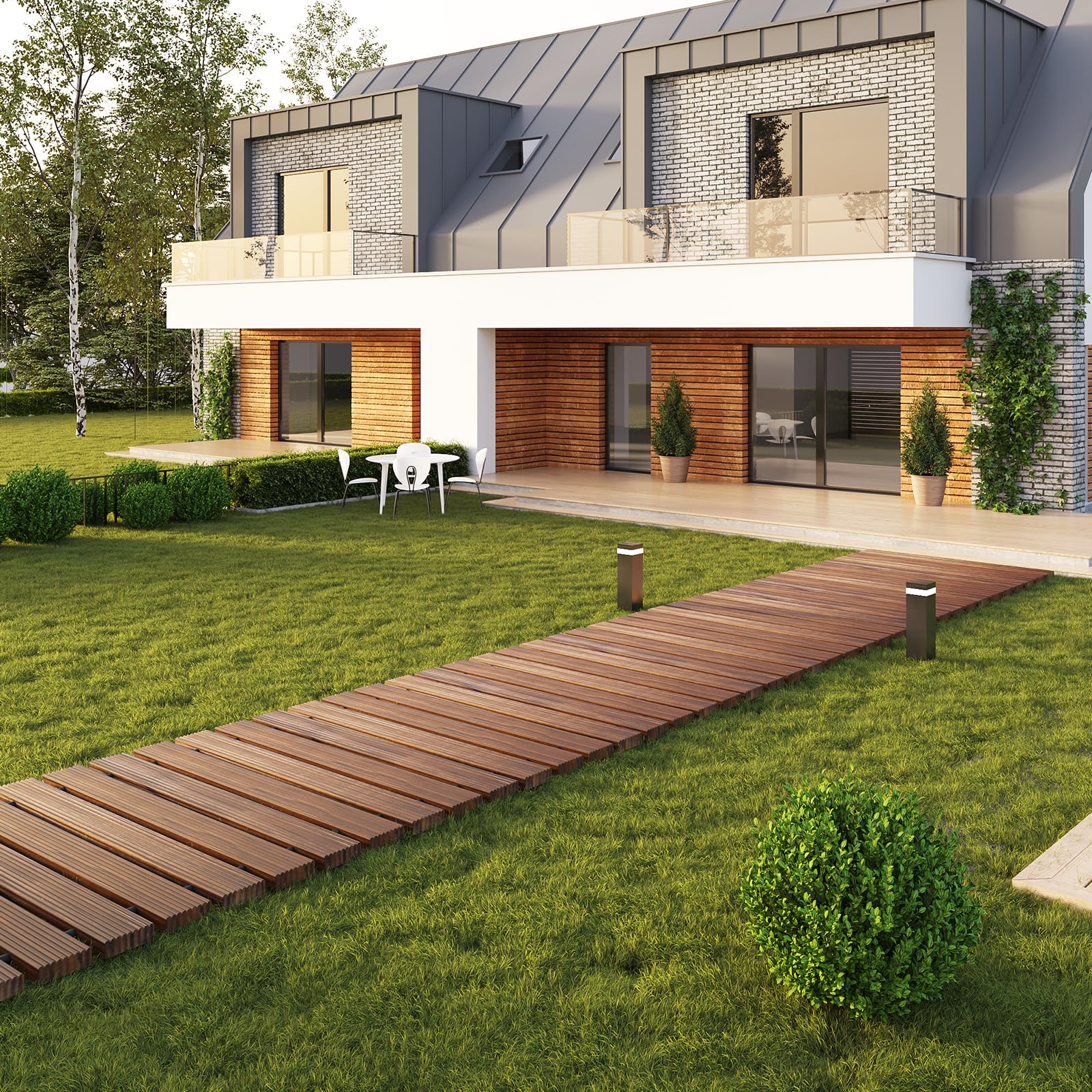 RHINEINMIST pathway next to ruler showing slat thickness and size proportions