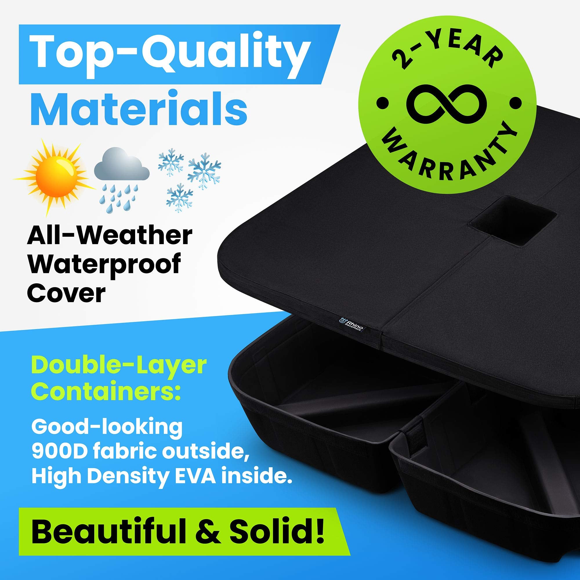 Rhino BaseMate placed on cantilever umbrella base increasing wind resistance