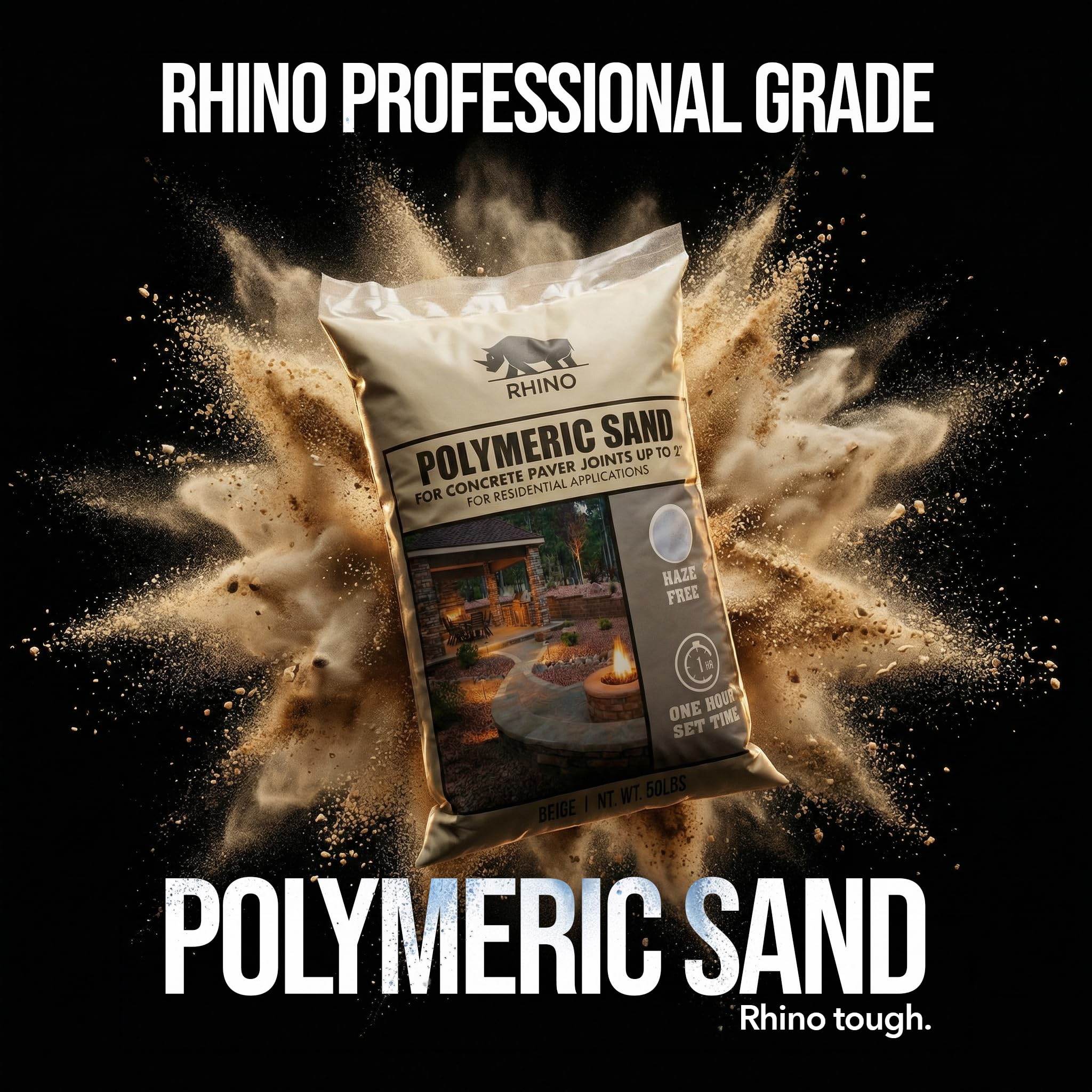 RHINO POLYMERIC SAND sand texture close-up showing fine grains for tight joints