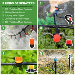 Rhncof close-up of mist emitter delivering fine droplets for seedlings
