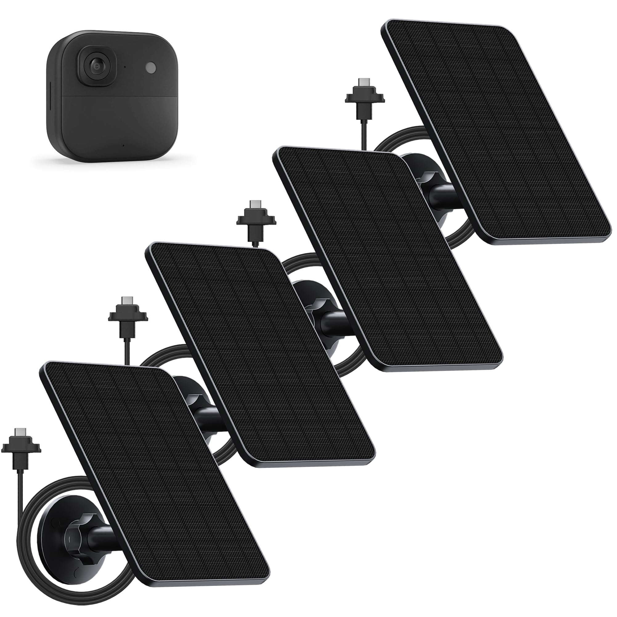 Rhorawill front view of four solar panels showing full kit and mounting hardware benefit continuous power