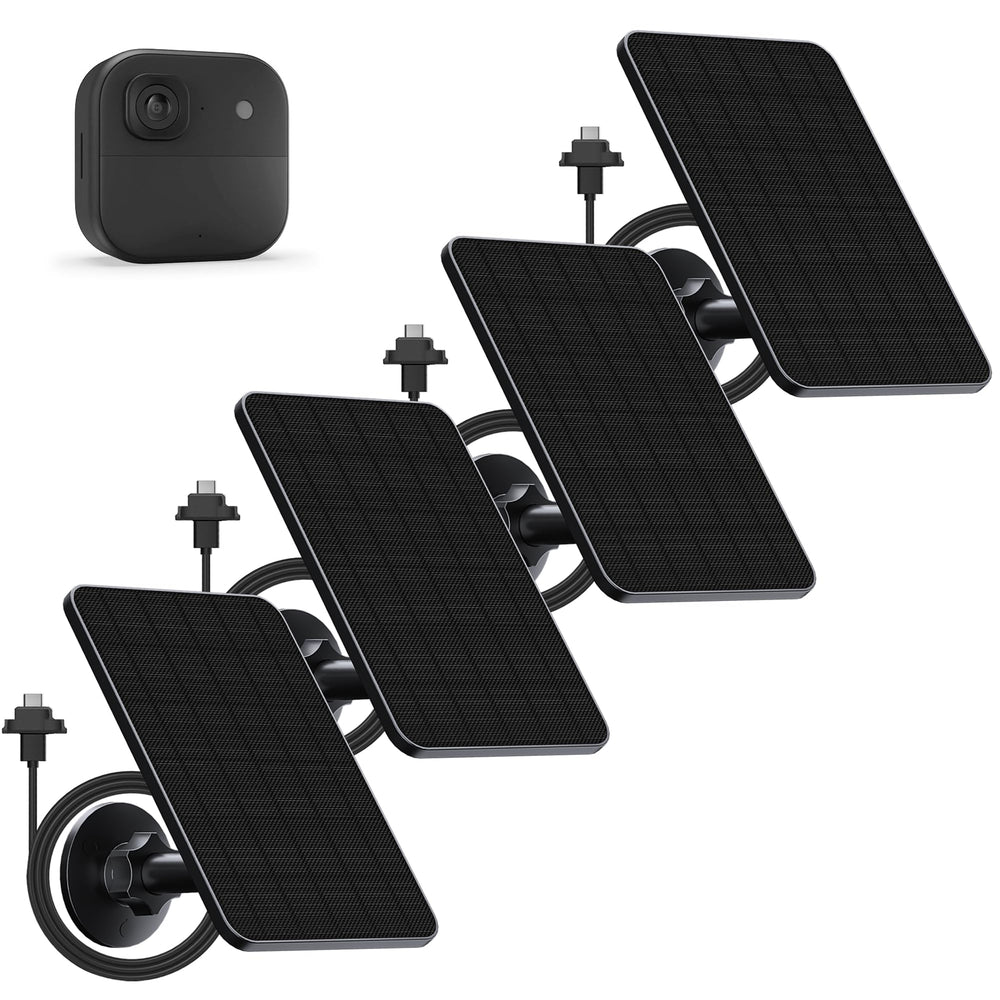Rhorawill front view of four solar panels showing full kit and mounting hardware benefit continuous power