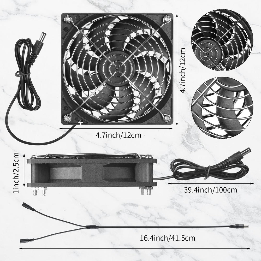 Riakrum fan detail showing metal grille and blades for safe, durable ventilation