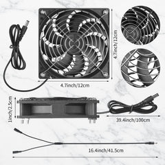 Riakrum fan detail showing metal grille and blades for safe, durable ventilation