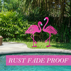 Riakrum flamingos beside ruler showing height variety