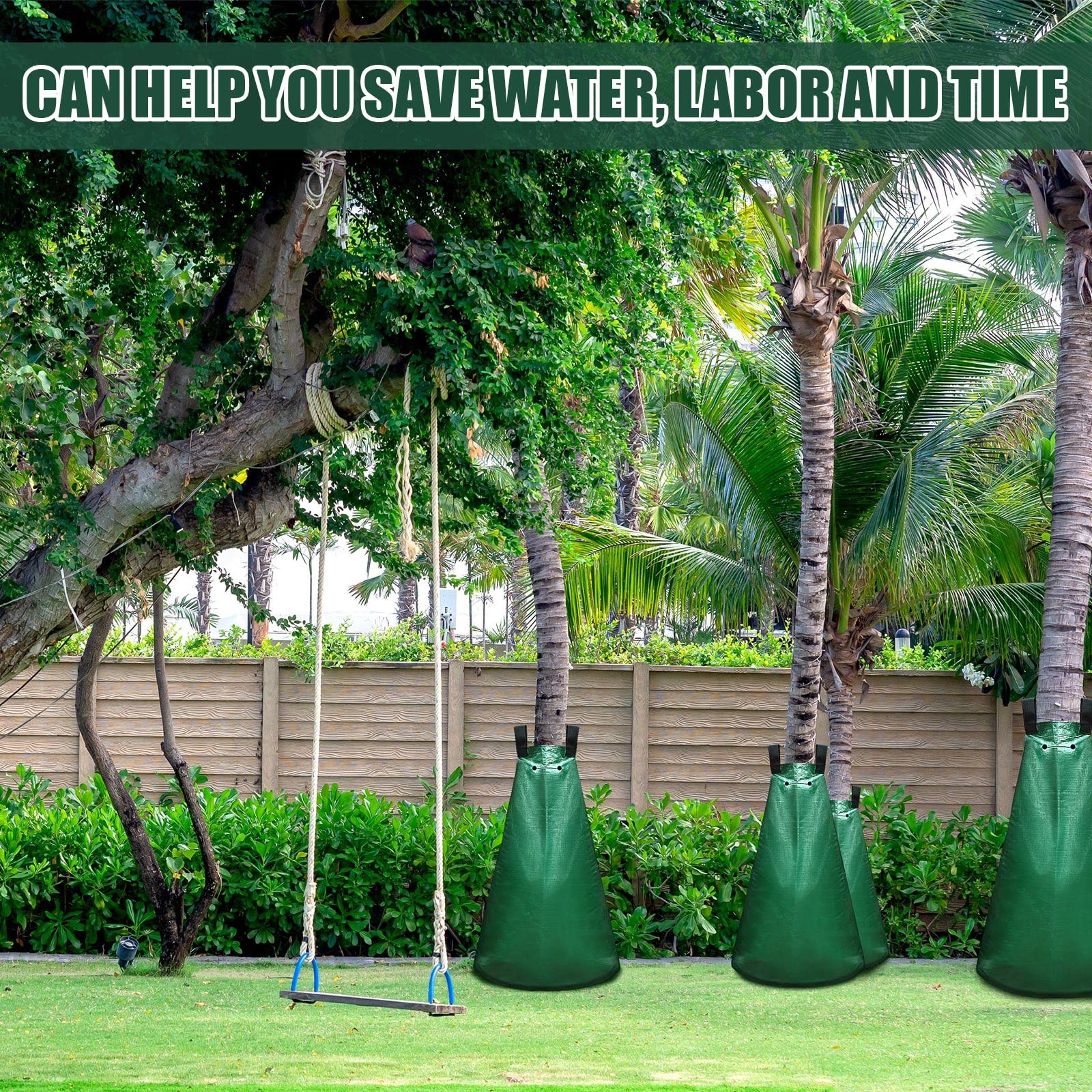Riakrum bag installed in landscaped yard illustrating easy use and water conservation benefits