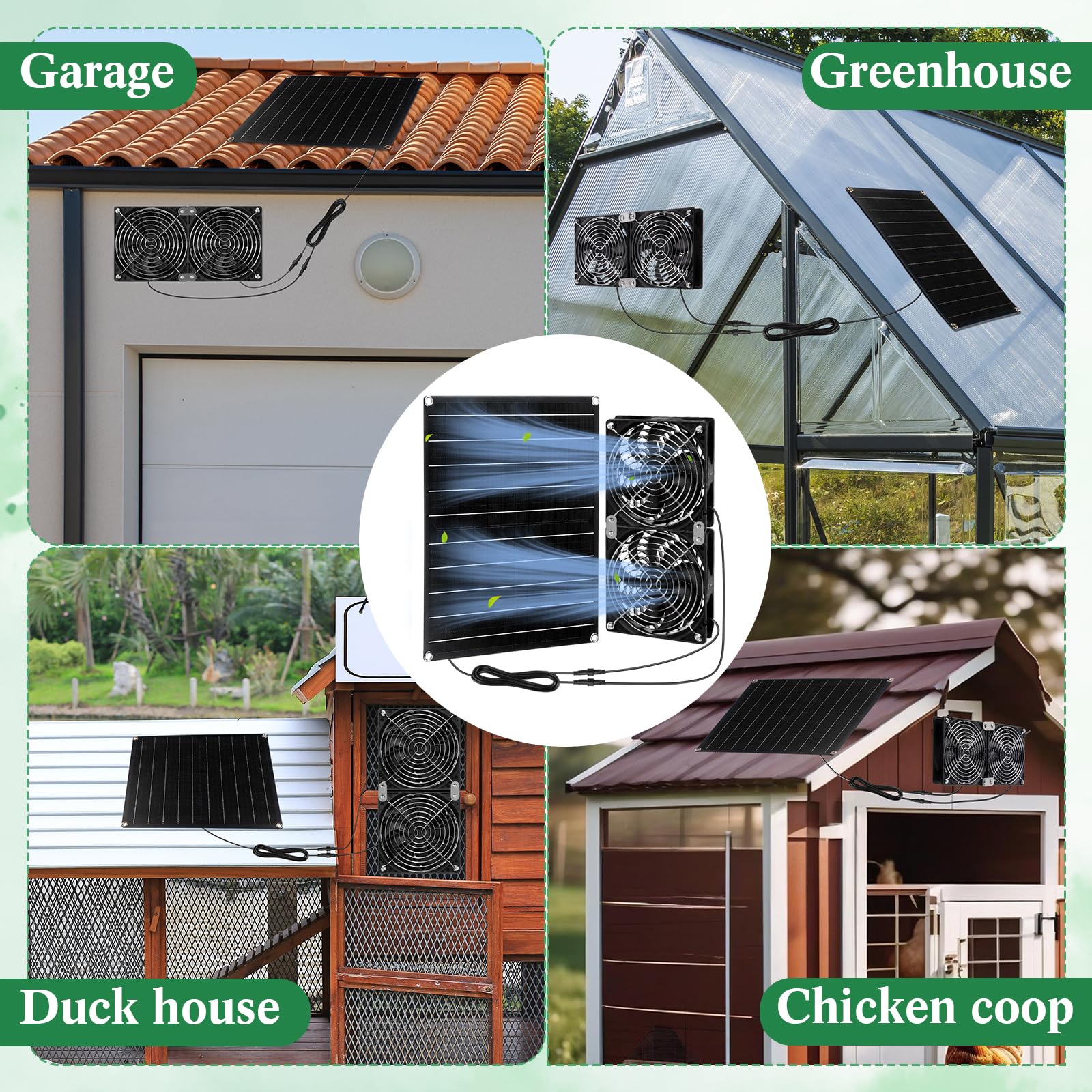 Riakrum lifestyle greenhouse setup showing natural ventilation benefit from solar fans