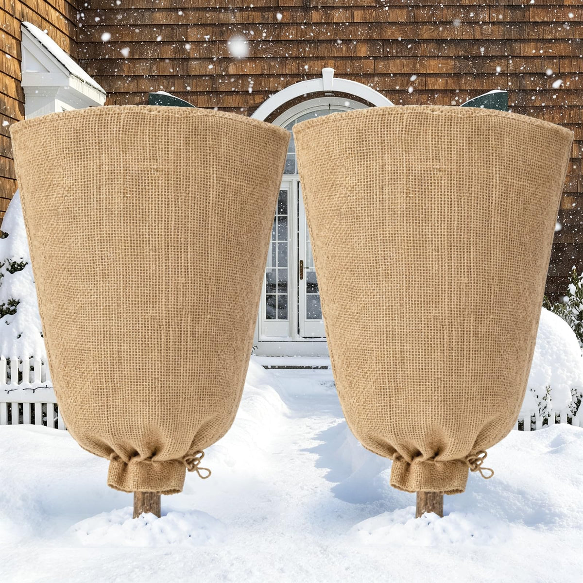 Riare front packaging showing two burlap plant covers and benefits