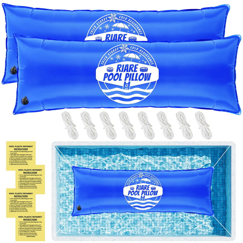 Riare front view of inflatable pool pillow showing size and shape to protect pool
