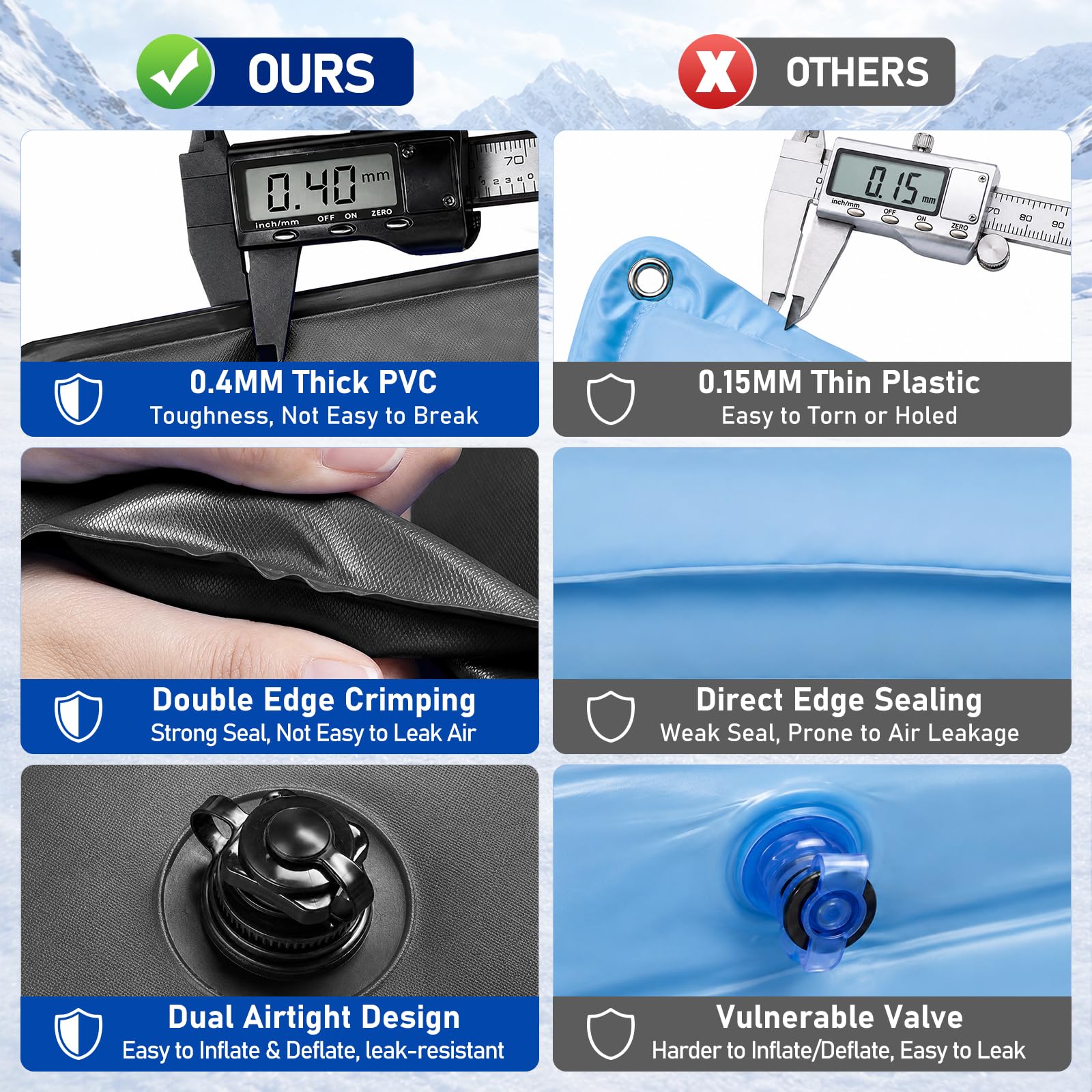 Riare repair patches and 49 ft rope included for quick winter maintenance