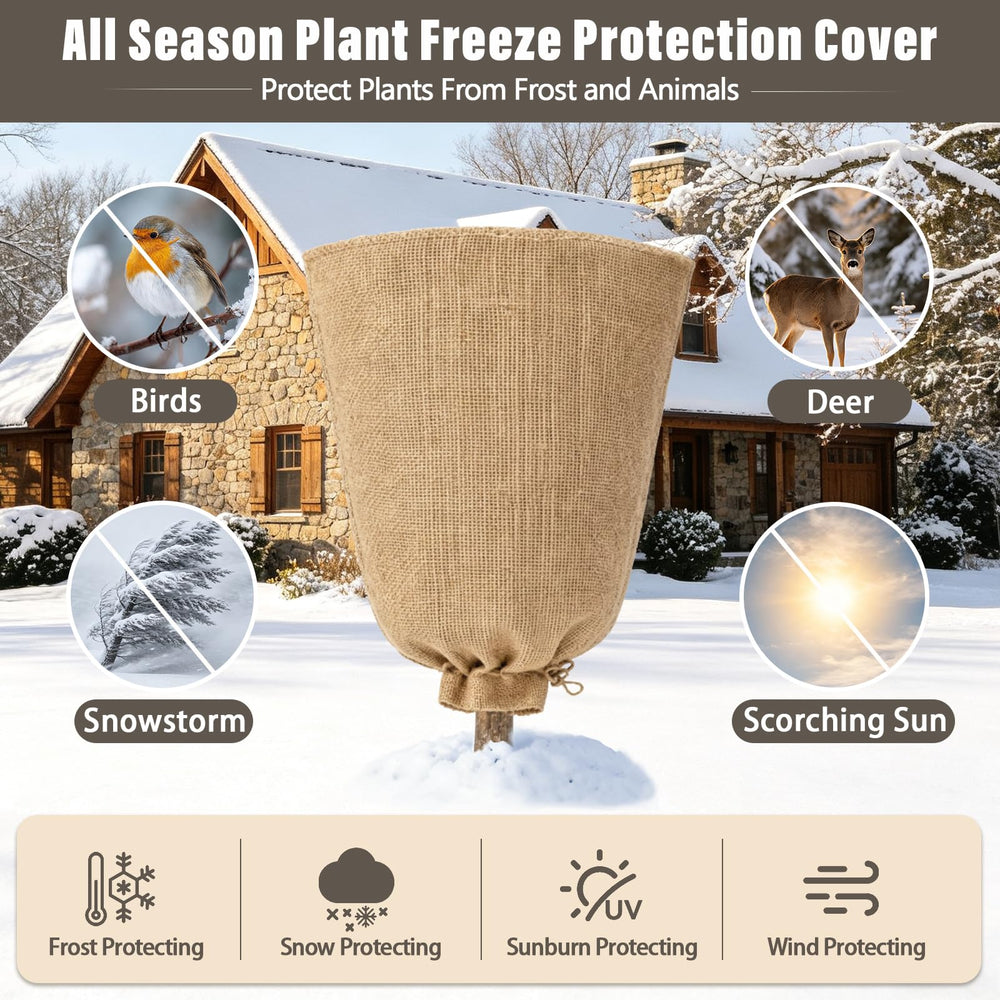 Riare cover next to standard plant pot showing generous 40×47 inch fit