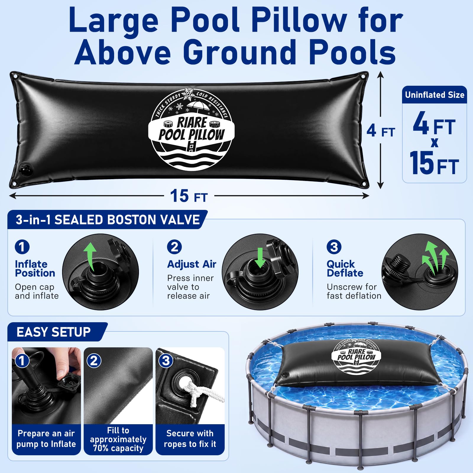 Riare double-layer valve detail ensuring airtight inflation and easy deflation