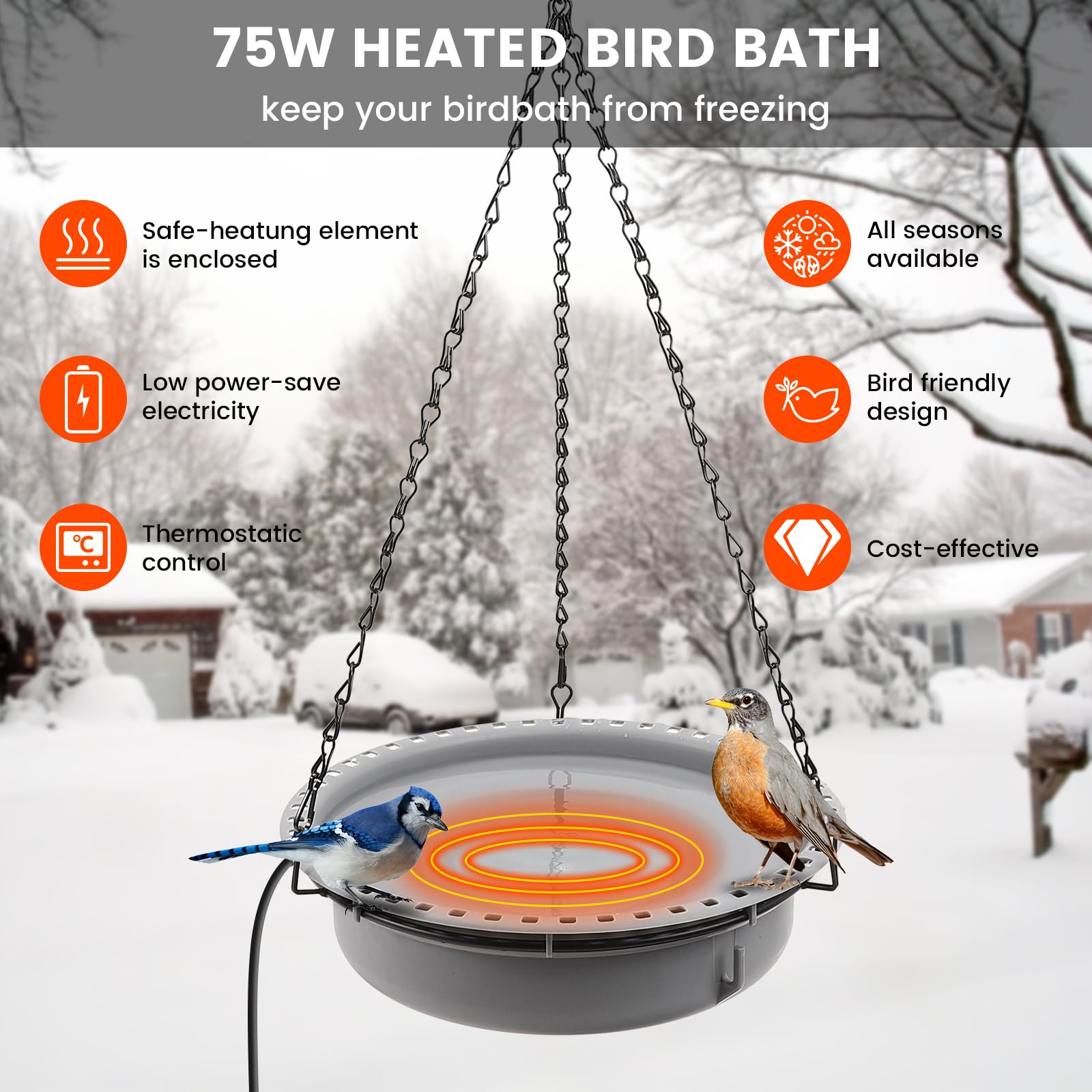 Ribgwo close-up of heating element and thermostat area, highlights reliable deicing performance