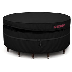 RICHIE front view of cover on round table protecting from rain