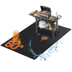 RICHIE front view of extra large grill mat protecting deck