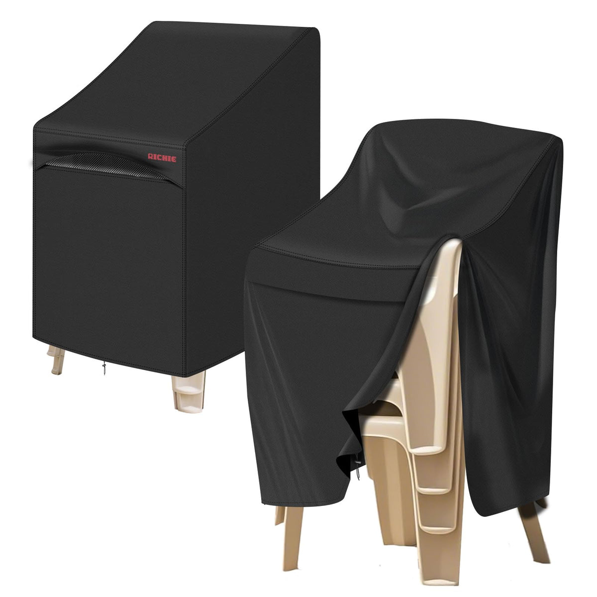 RICHIE front view on stacked chairs showing full coverage and protection
